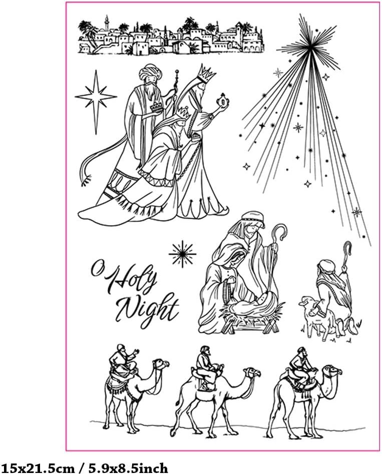 Arbuya Christmas Jesus Clear Stamps for Card Making or Journaling X-Mas Camel Holy Night Rubber Stamps for Scrapbooking Journals Paper Crafts Decoration - Image 4
